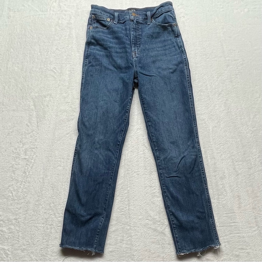 J Crew High Rise Classic Vintage Jeans Women’s Frayed Medium Wash BM384 Size 27
